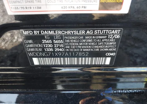 2007 Mercedes-Benz S 550 z USA, uszkodzony, nr VIN WDDNG71X97A117852